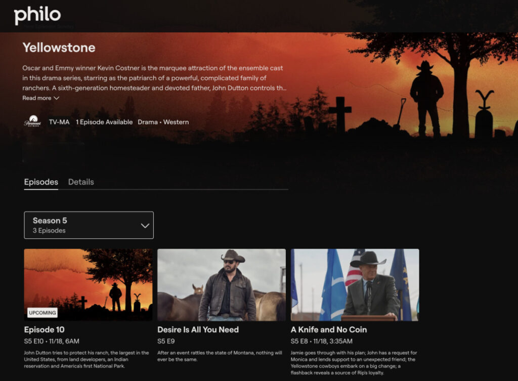 Watch Yellowstone on Philo TV