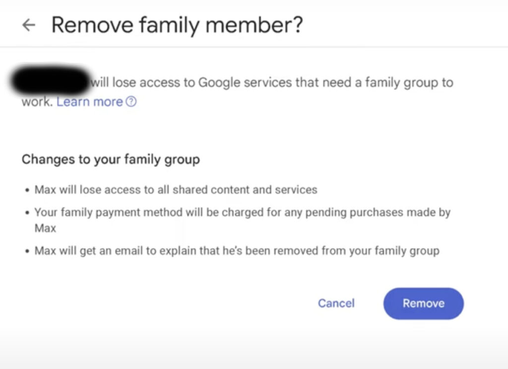 Remove Family Member